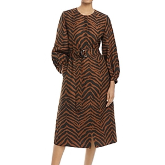 Lafayette 148 New York LOUISA Dress Small Animal Print Button Front Silk Blend - Picture 1 of 13